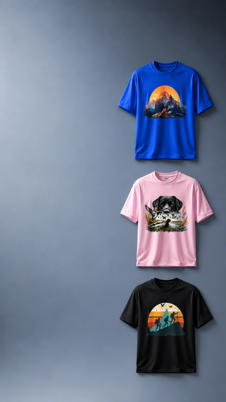 Feccy mavi, pembe ve siyah tişört koleksiyonu